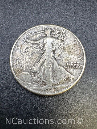 1943 Walking Liberty 90% Silver Half Dollar Coin