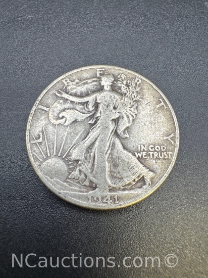1941-D Walking Liberty 90% Silver Half Dollar Coin