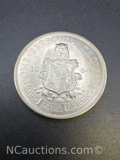 1964 Bermuda One Crown 50% Silver Bullion Coin