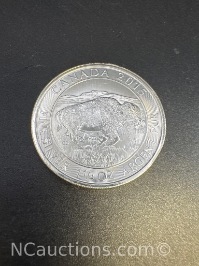 2015 Canadian Buffalo 1 1/4 Oz .9999 Fine Silver Bullion Coin