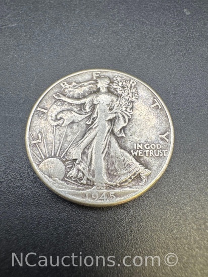 1945 Walking Liberty 90% Silver Half Dollar Coin