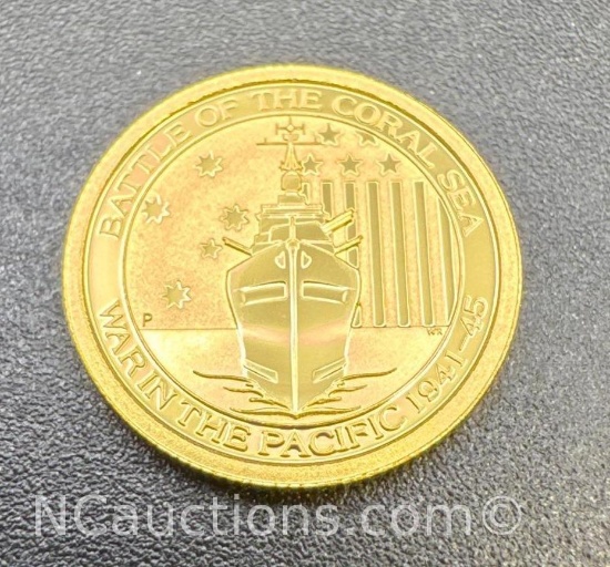 2015 1/10 Oz .9999 Fine Gold Battle Of The Coral Sea Bullion Coin