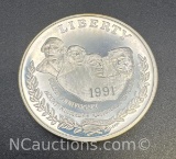 1991 Mount Rushmore 90% Silver One Dollar Coin 26. Grams