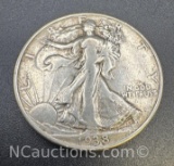 1938 Walking Liberty 90% Silver Half Dollar Coin 12. Grams