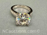 Preveli 925 Sterling Silver 5ct Moissanite Diamond Ring Sz.6 4.3g Total