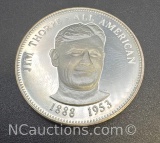 1888-1953 Jim Thorpe All American Sterling Silver Coin 26. Grams