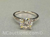 Preveli 925 Sterling Silver 2ct Moissanite Diamond Ring sz7.5 2g Total