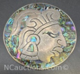 Sterling Silver Abalone Aztec Pin Brooch 45. Grams