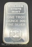 Golden State Mint 1 Troy Oz .999 Fine Silver Bullion Bar