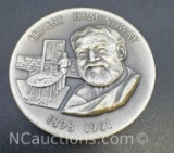 1898-1961 Ernest Hemingway Sterling Silver Coin 35. Grams