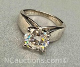 Preveli 925 Sterling Silver 2ct Moissanite Diamond Ring sz5 4g Total