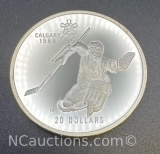 1988 Calgary Olympics Hockey 90% Silver $20 Coin