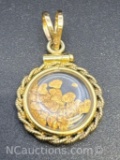 Gold Flakes 14k Gold Pendant 1.80 Grams