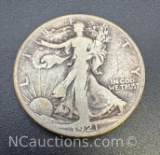 1921-S Walking Liberty 90% Silver Half Dollar Coin 12. grams