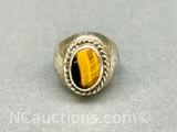 925 Sterling Silver Mexico Tigereye Ring 9g total Sz.7