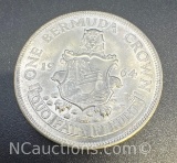 1964 One Bermuda Crown 50% Silver Coin 22. Grams
