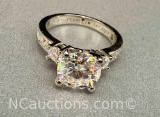 Preveli 925 Sterling Silver 2ct Moissanite Diamond Ring sz5 3g Total