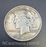 1924 Silver Peace Dollar 90% Silver Coin 26. Grams
