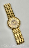 14k Plated Paul Maret Watch Diamond Chip Face 59g Total