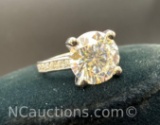 Sterling Silver Moissanite Diamond Ring 11. Grams Size 7.5