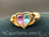 Gold Over Silver Heart Ring 3. Grams Size 7.5