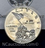 Iwo Jima Flag Raising Collectors Proof 90% Silver Coin Philadelphia 27g semper fidelis