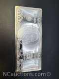 2000 4 Troy Oz .999 Fine Silver $100 Bill Bullion Bar