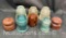 8 Hemingray Glass Power Insulators Blue Glass Brown Clear