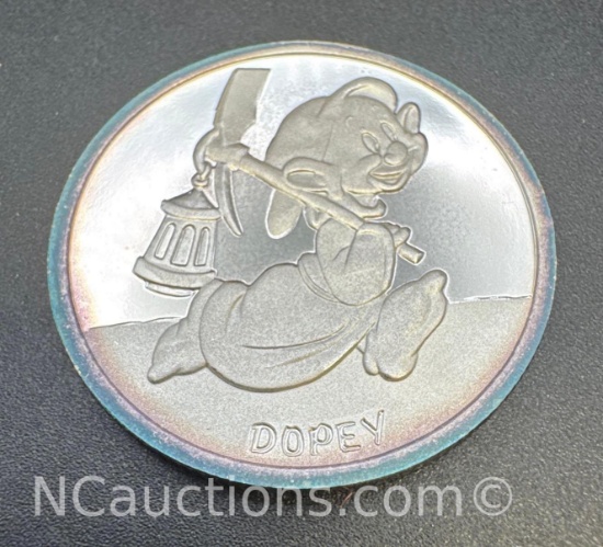 Disney 1 Troy Oz .999 Fine Silver Dopey Bullion Coin