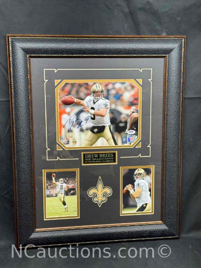Drew Brees Signed Framed Shadowbox Photographs w/ COA