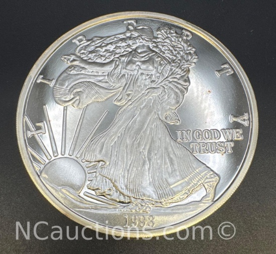 1993 One Troy Pound Fine Silver Walking Liberty Bullion Round
