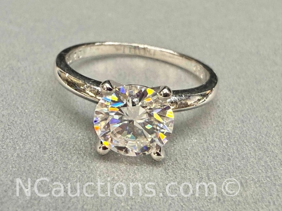 Preveli 925 Sterling Silver 2ct Moissanite Diamond Ring Sz.7.5 2.7g Total