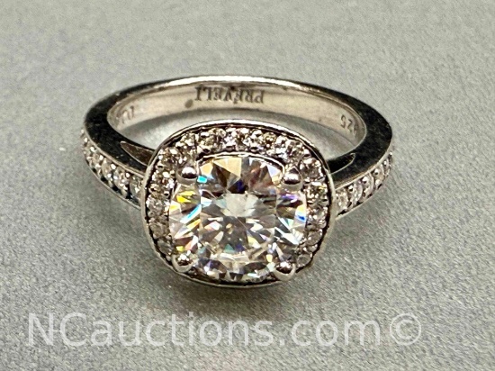 925 Sterling Silver 2ct Moissanite Diamond Ring Sz.7 4.2g Total