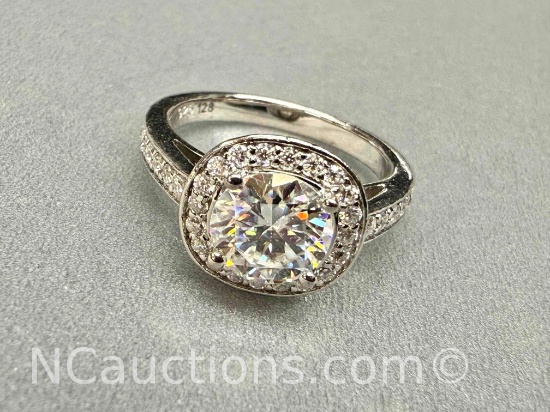 925 Sterling Silver 2ct Moissanite Diamond Ring Sz.6.5 3.8g Total