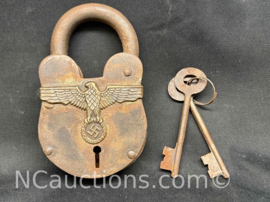 WW2 German Third Reich Large Padlock & Key Nazi Hitler Swastika