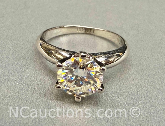 Preveli 925 Sterling Silver 2ct Moissanite Diamond Ring Sz.7 3.4g Total