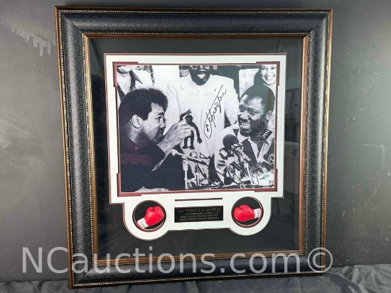 Framed Signed Thrilla in Manila Photograph signature says Joe Frazier w/coa