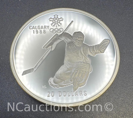1988 Calgary Olympics Hockey 90% Silver $20 Coin 34. Grams