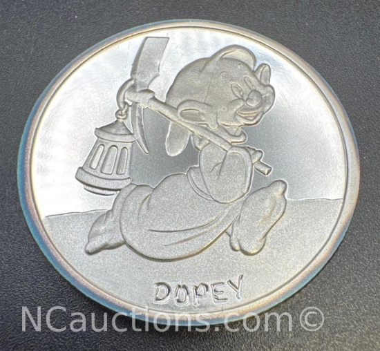 Disney 1 Troy Oz .999 Fine Silver Dopey Bullion Coin