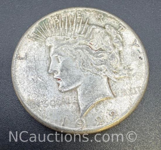 1922-S Silver Peace Dollar 90% Silver Coin 26. Grams
