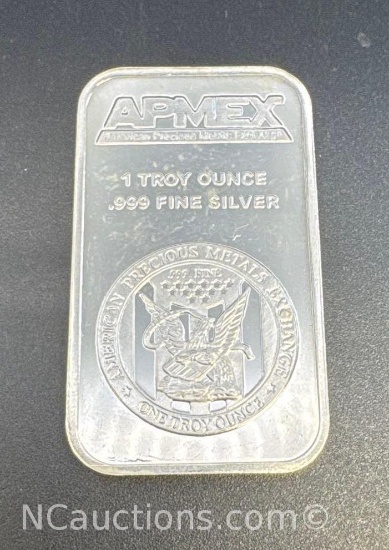 APMEX 1 Troy Oz .999 Fine Silver Bullion Bar