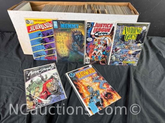 Long Box Approx 250 Comics Justice League, Mummy, Adam Strange more