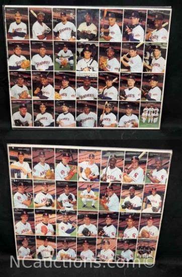 Pair of Uncut Mothers Cookie Baseball Card Sheets Padres and Angels 16x20