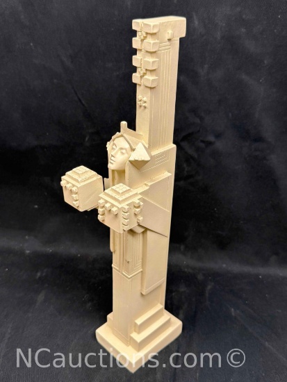 Ebros Frank Lloyd Midway Gardens White Sprite Holding Two Cubes Statue 14in