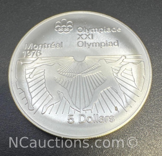 1976 Montreal Olympics Olympiad 90% Silver $5 Coin 24. Grams