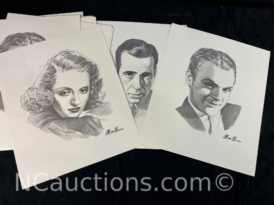 Signed Morisse Portraits Humphrey Bogart James Cagney