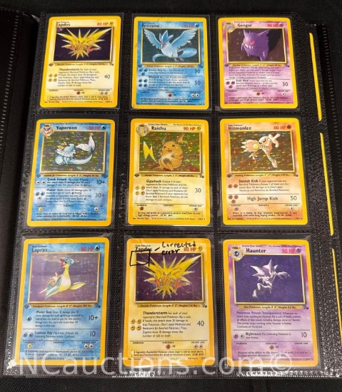 Folder Of WOTC 1st Edition Fossil Pokemon Cards