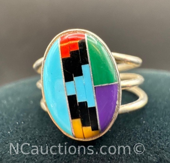 Sterling Silver Zuni Ring 4. Grams Size 7.5