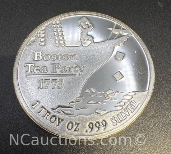 1 Troy Oz .999 Fine Silver Boston Tea Party Bullion Coin