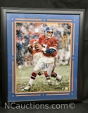 Signed Framed NFL Football Photograph Signature says John Elway w/COA